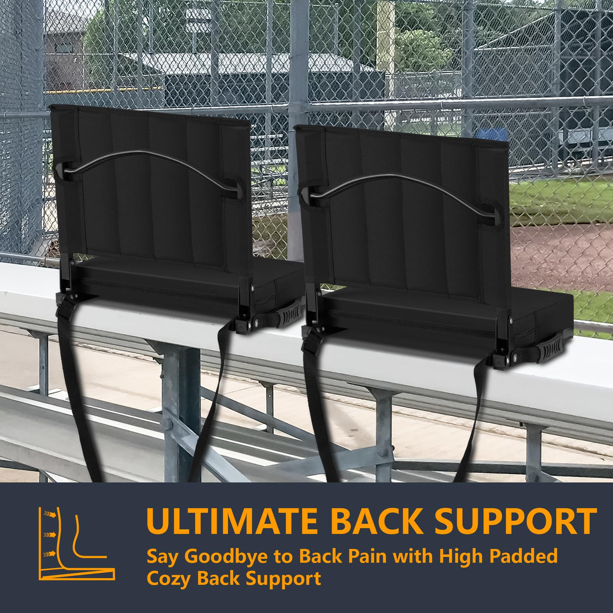 Portable Folding Stadium Seat with Back Support 2 Pack H4078