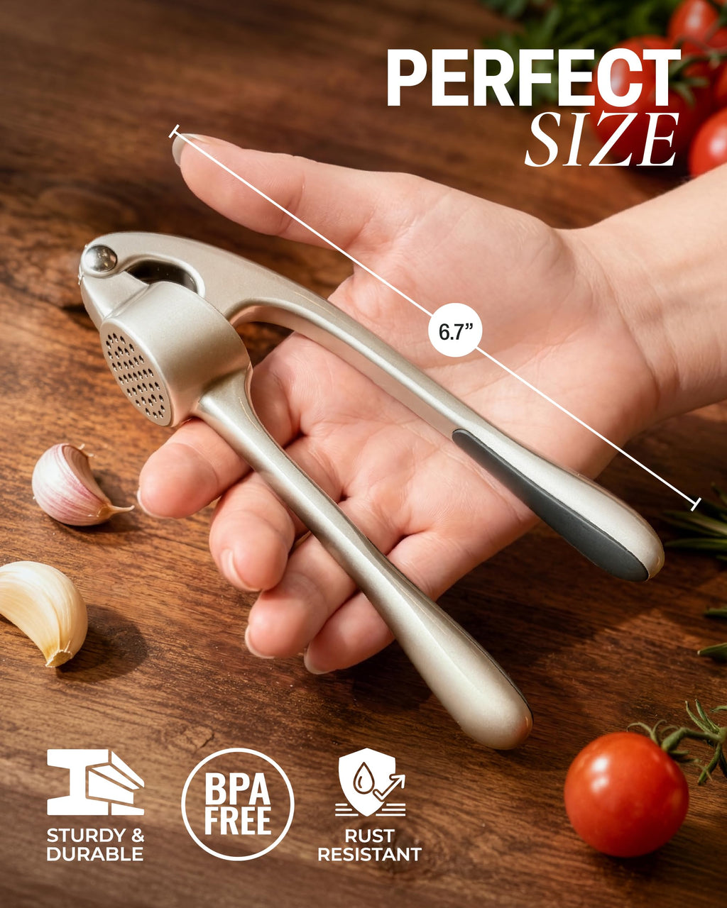 Garlic Press Set with Silicone Peeler & Brush D61531