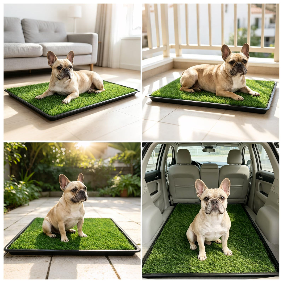 Dog Grass Pad with Tray, 34 x 23 Inch, 2 Artificial Grass Pads N682