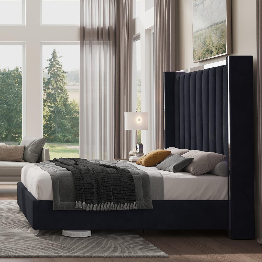 Queen Upholstered Bed Frame with Tall Headboard M68842