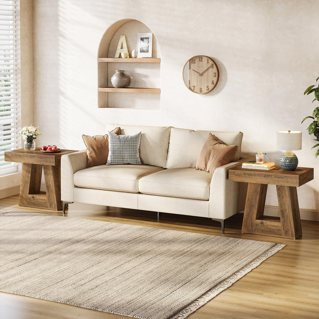 24" 2-Tier Narrow Wooden Side Table Set of 2 E789784