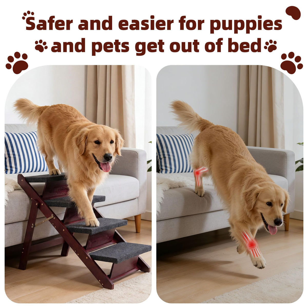 Wooden 4 Step Foldable Pet Stairs U521