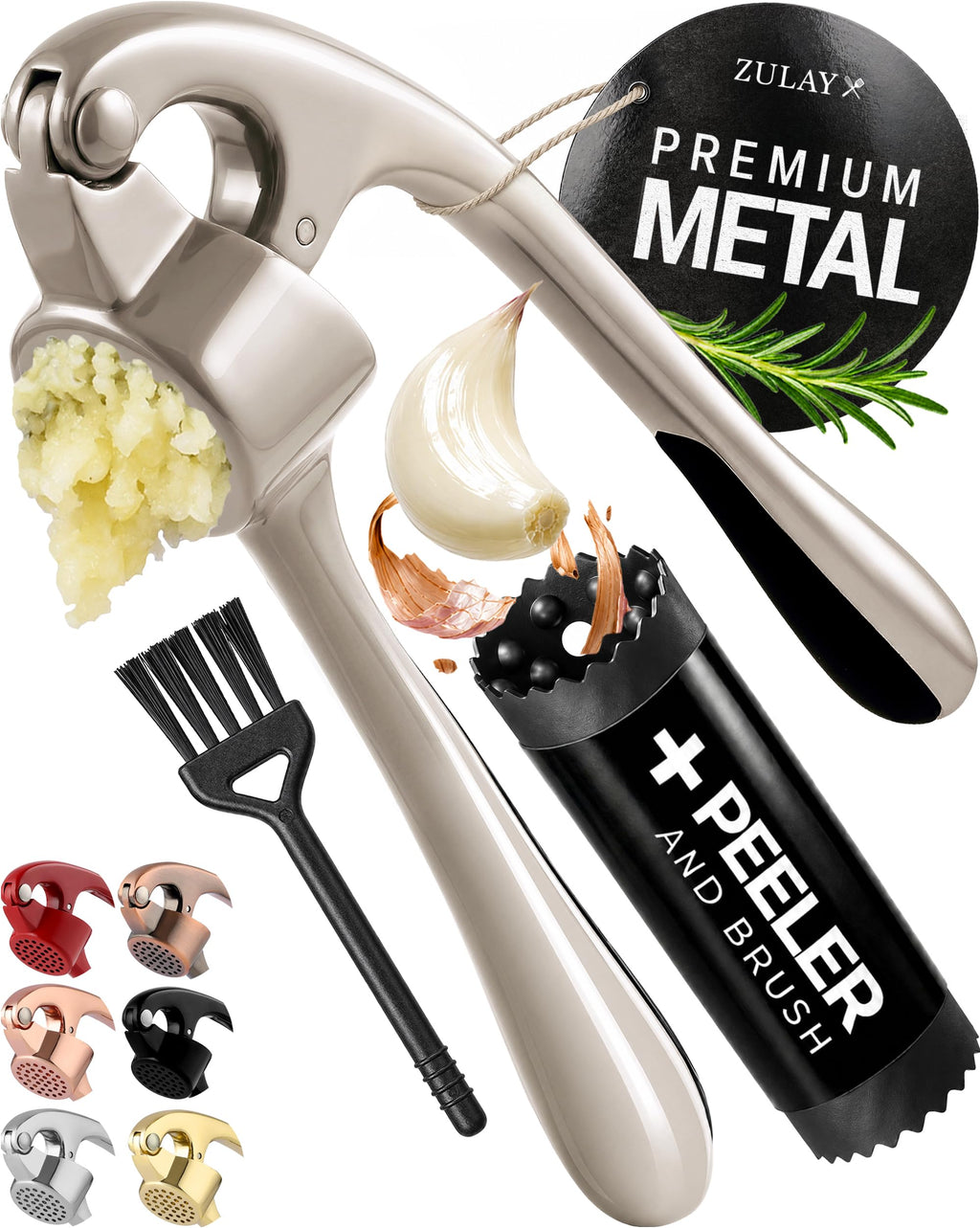 Garlic Press Set with Silicone Peeler & Brush D61531