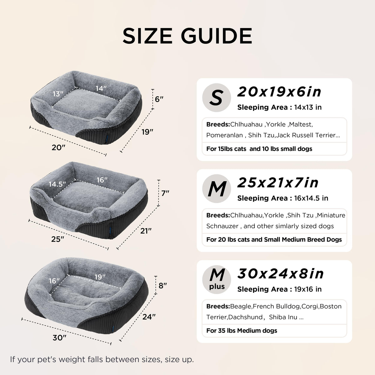 Washable Dog Bed Small Medium Size 25x21x7in Q32573