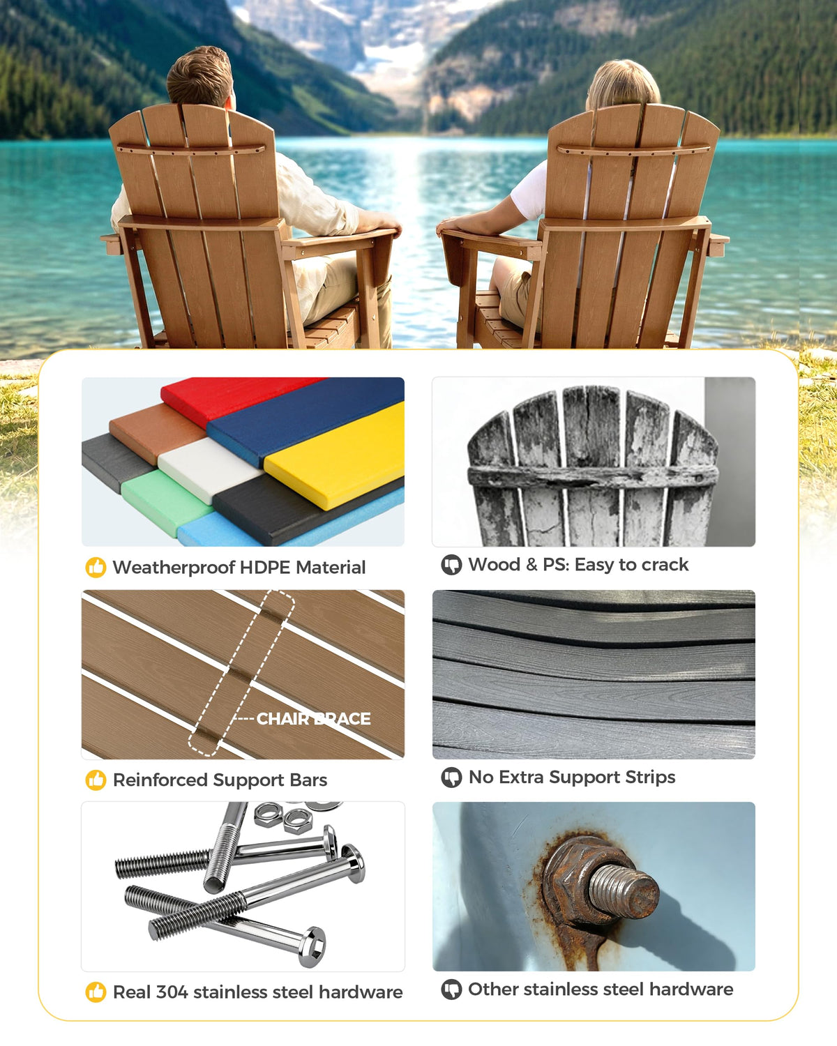 Folding HDPE Adirondack Chair N543594