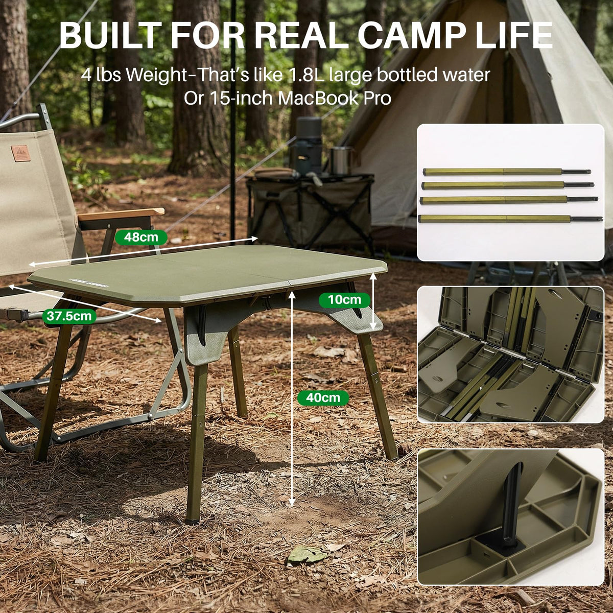 Folding Aluminum Camping Table with Carrying Bag Z6810