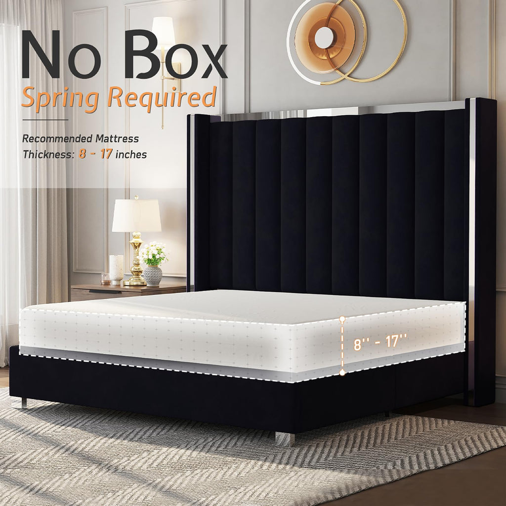 Queen Upholstered Bed Frame with Tall Headboard M68842