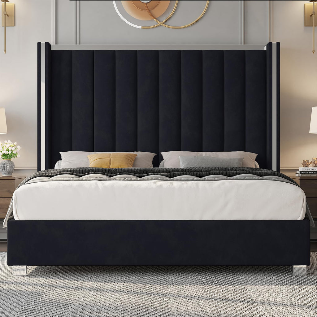 Queen Upholstered Bed Frame with Tall Headboard M68842