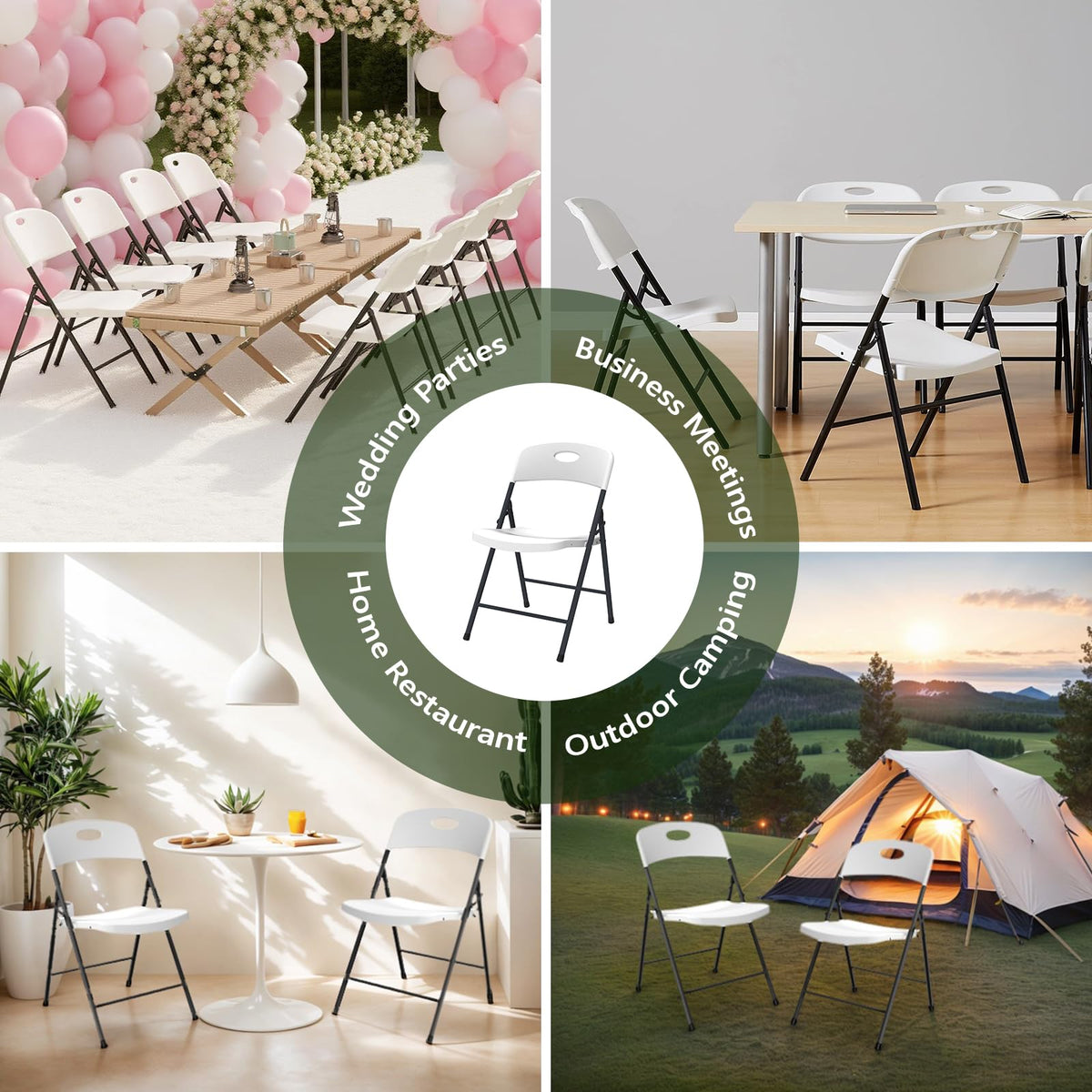 4 Pack Heavy Duty Plastic Folding Chair H4977