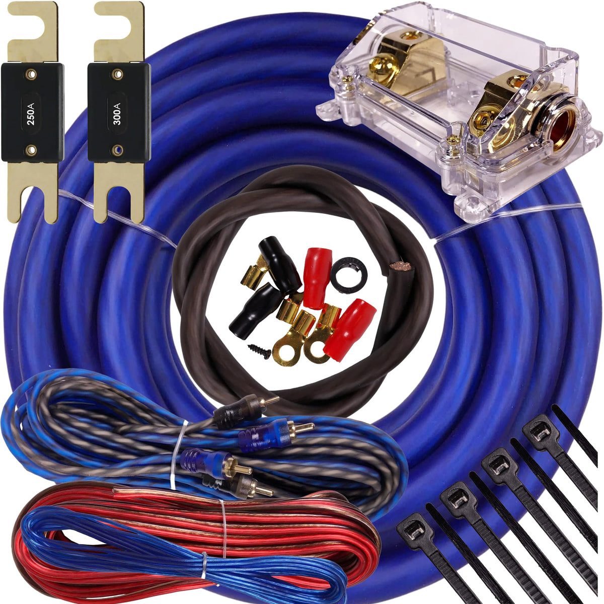 0 Gauge Amp Kit Amplifier Install Wiring 5000W to 8000W Blue B572