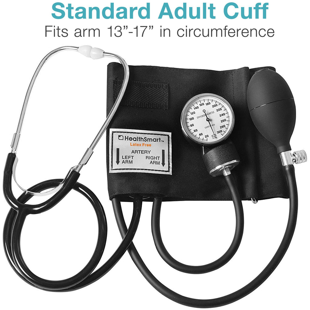 Manual Blood Pressure Monitor with 13-17 Inches Cuff and Attached Stethoscope L6142
