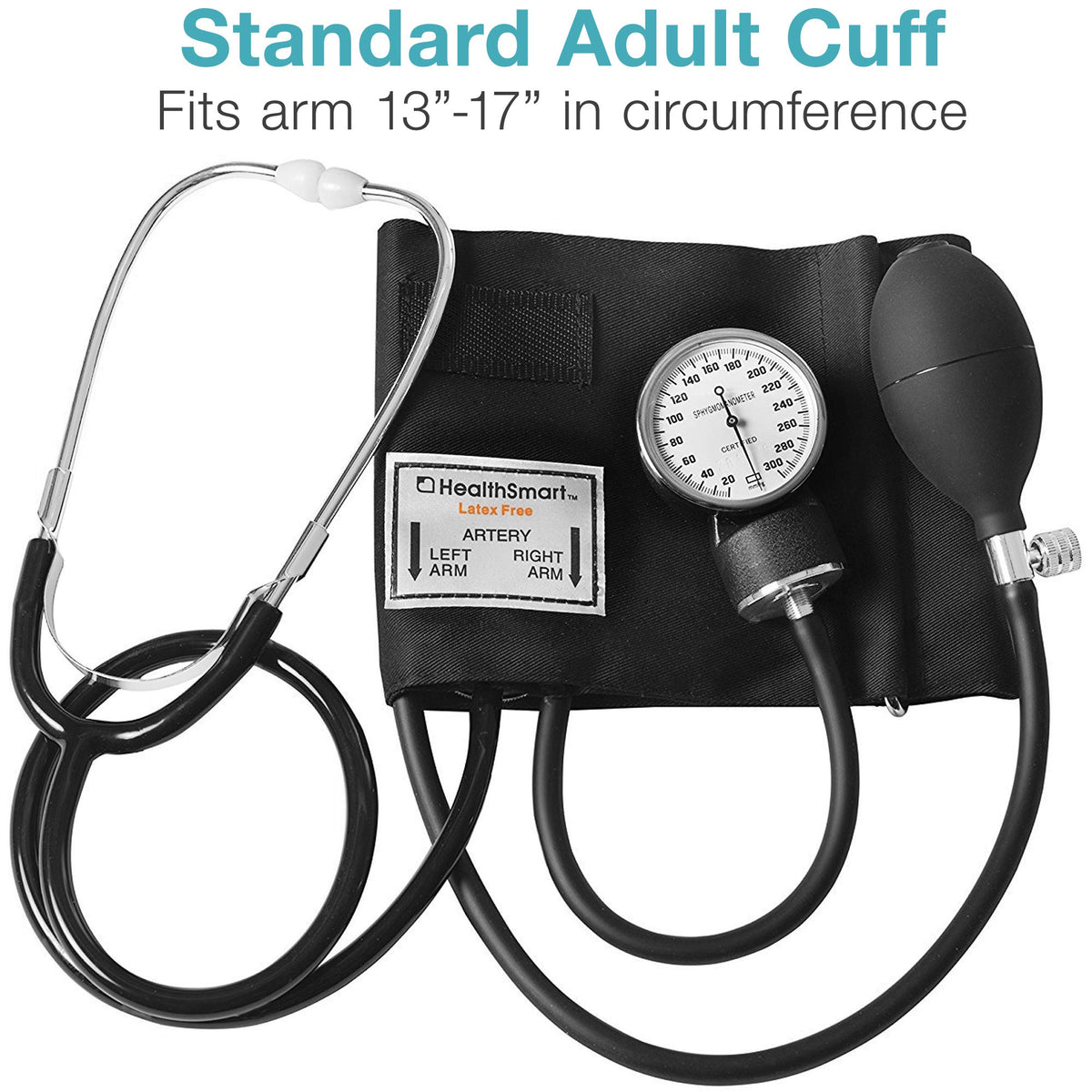 Manual Blood Pressure Monitor with 13-17 Inches Cuff and Attached Stethoscope L6142