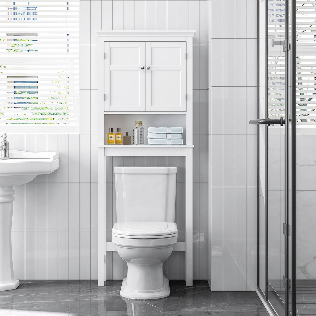 Over the Toilet Storage Cabinet with Doors and Adjustable Shelf J541096
