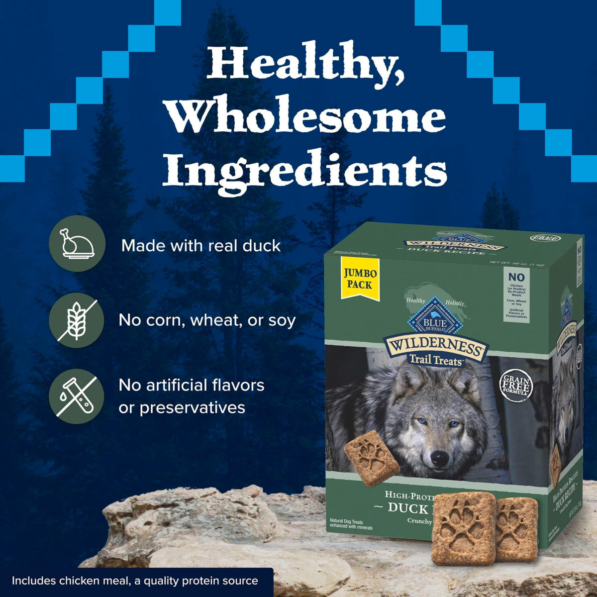 High Protein Grain Free Duck Recipe Dog Biscuits 36-oz L809875