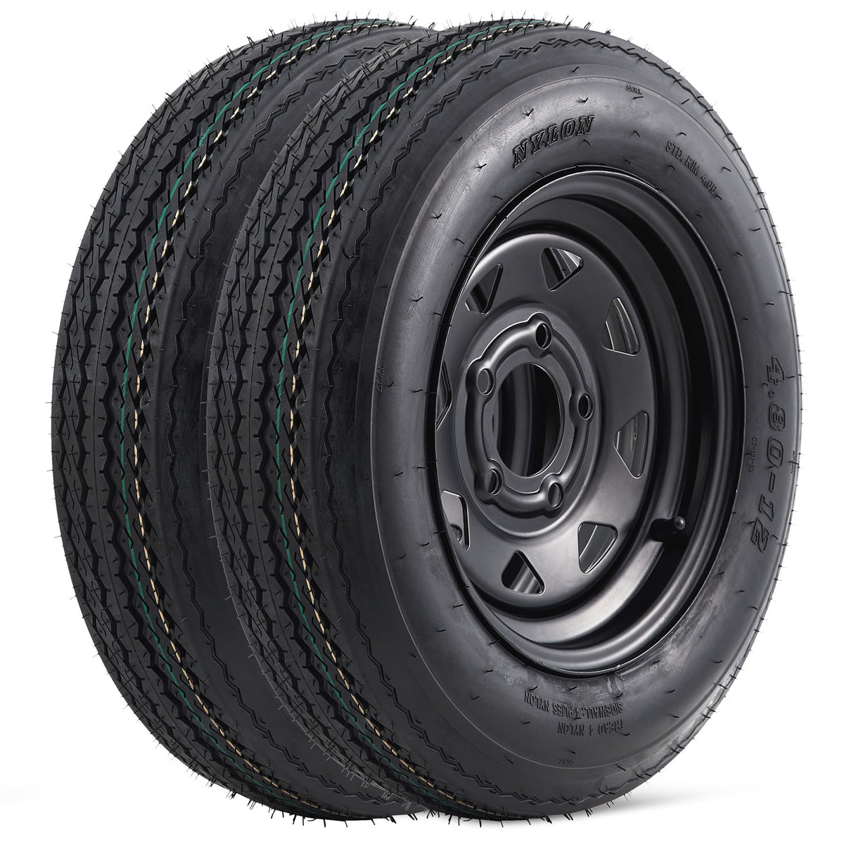 4.80-12 Trailer Tires with 12 in Rims, 2 Pack R5841