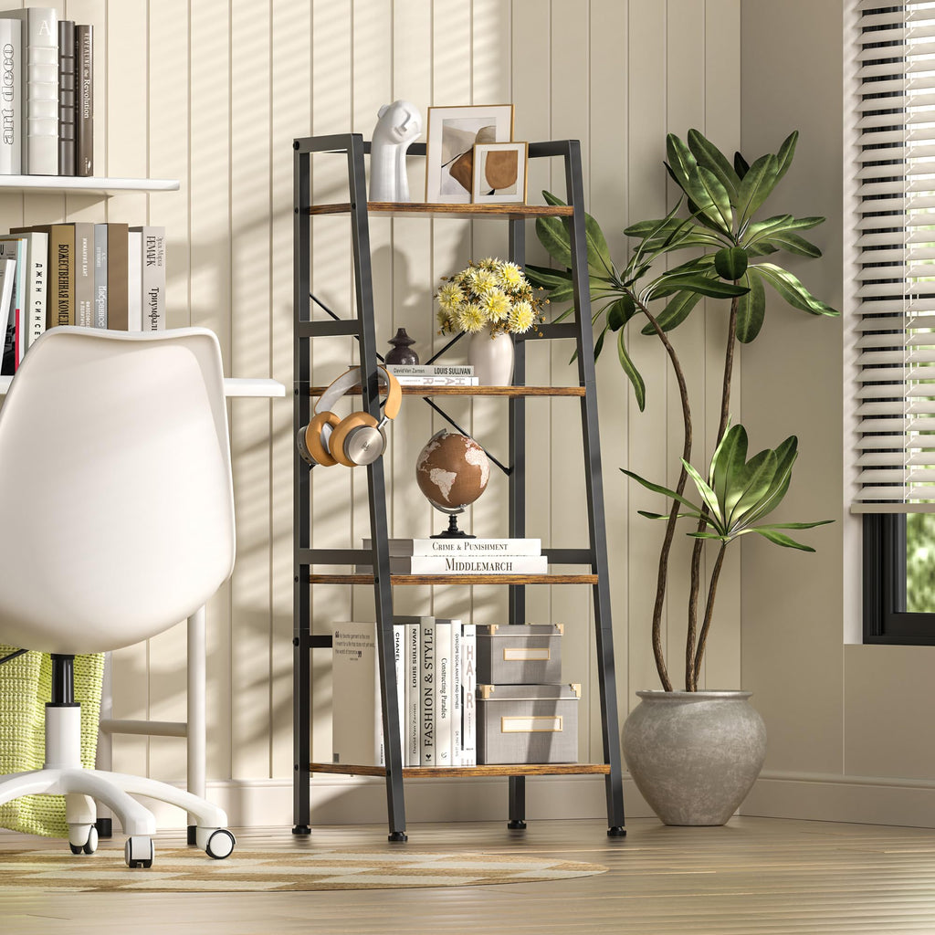 4-Tier Industrial Bookshelf with Steel Frame L80856