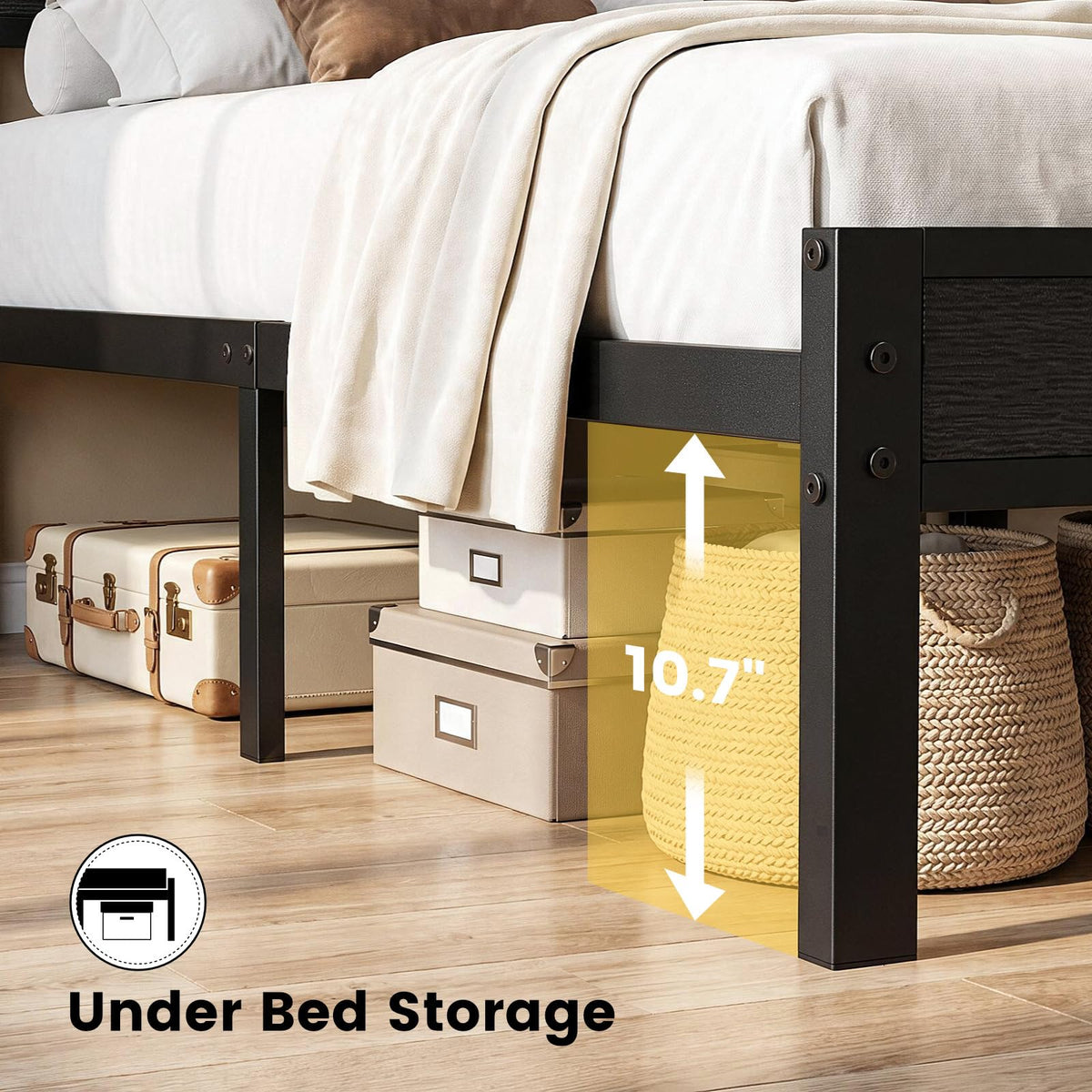 Twin Size Bed Frame with Storage Headboard and 2 Drawers O203491