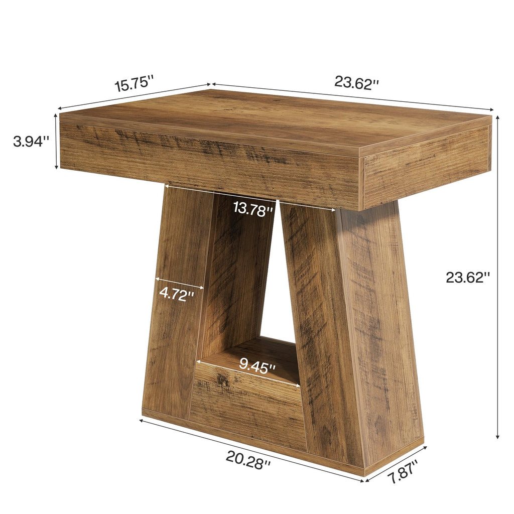 24" 2-Tier Narrow Wooden Side Table Set of 2 E789784