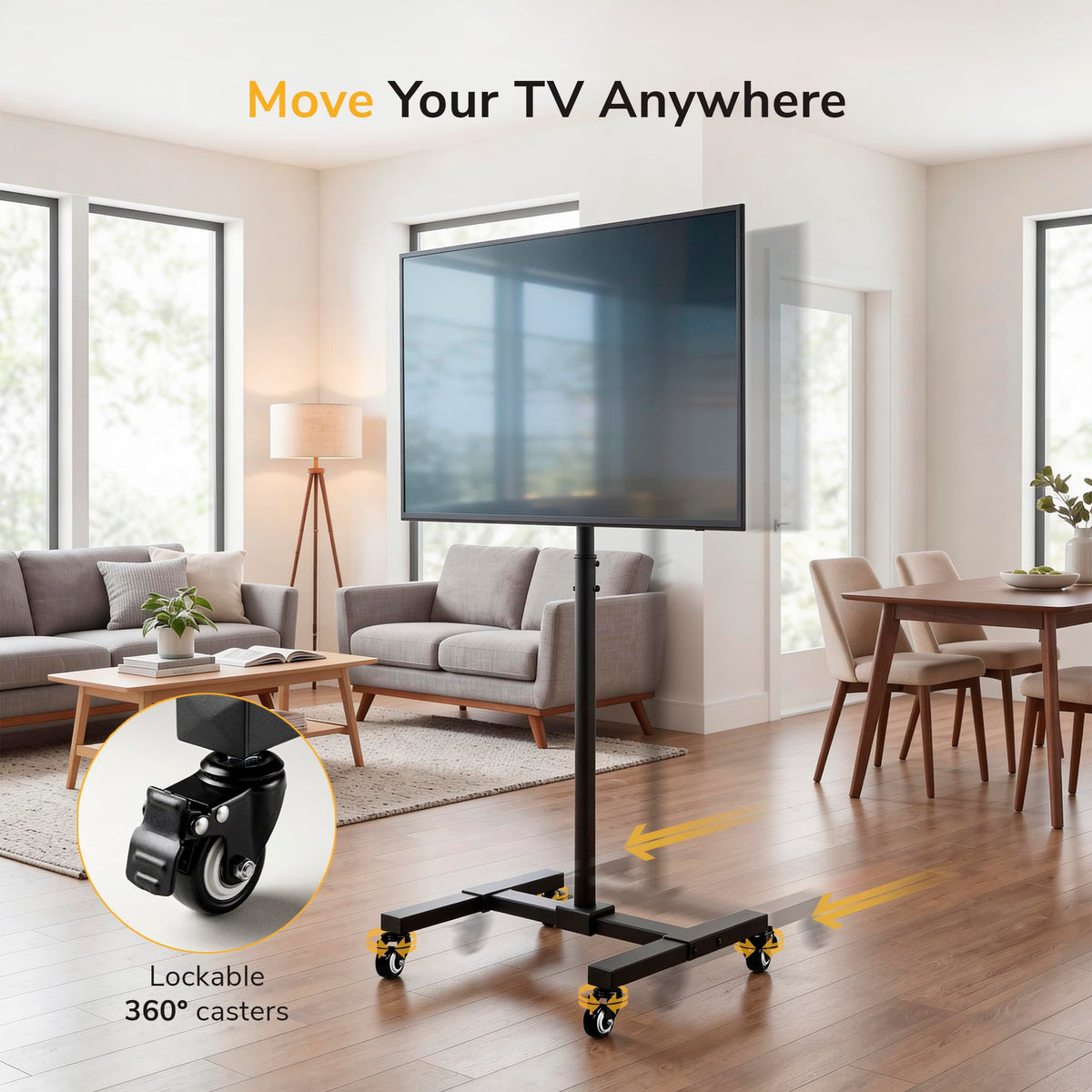 Black Mobile TV Stand with Locking Wheels R968