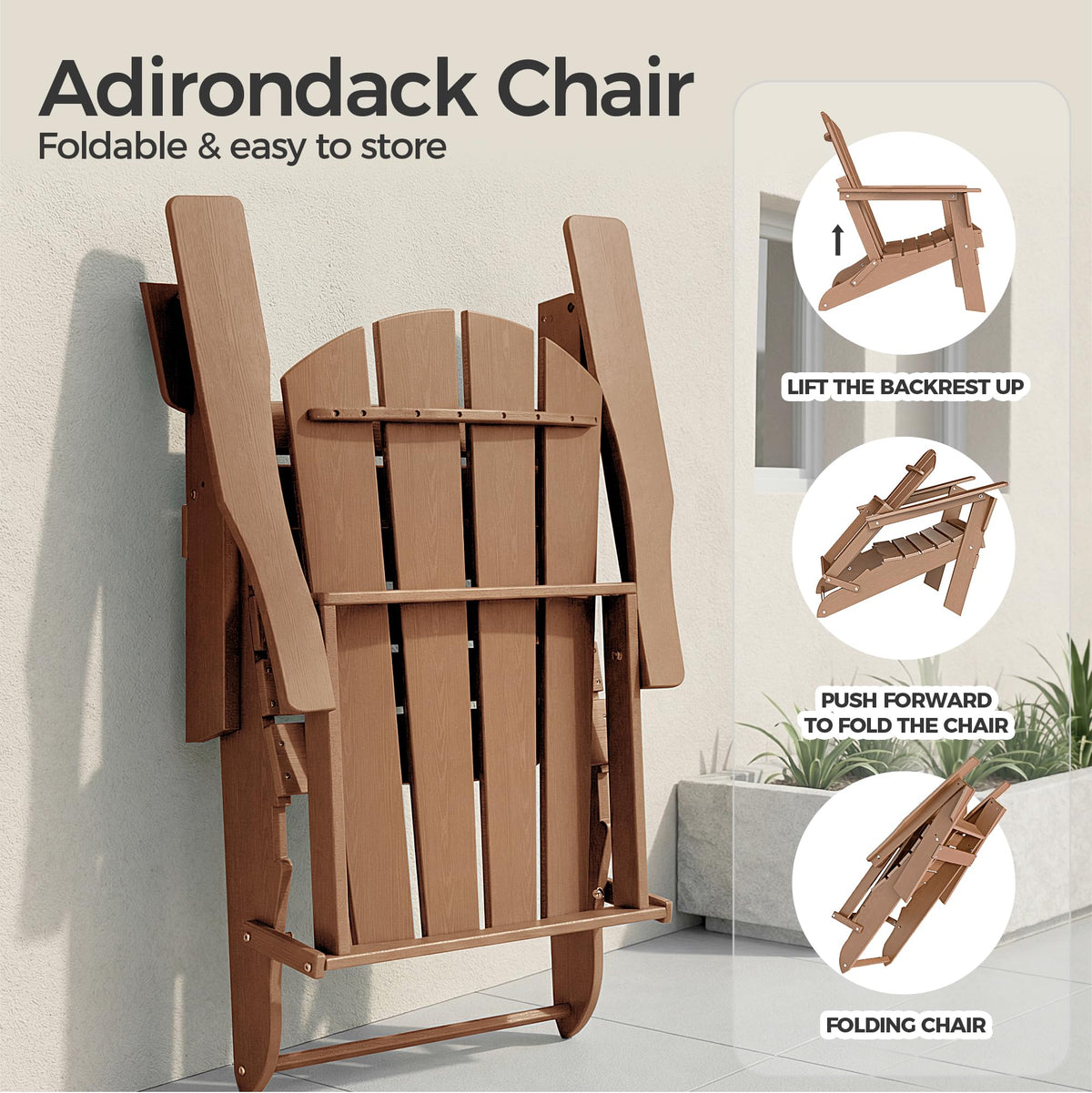 Folding HDPE Adirondack Chair N543594