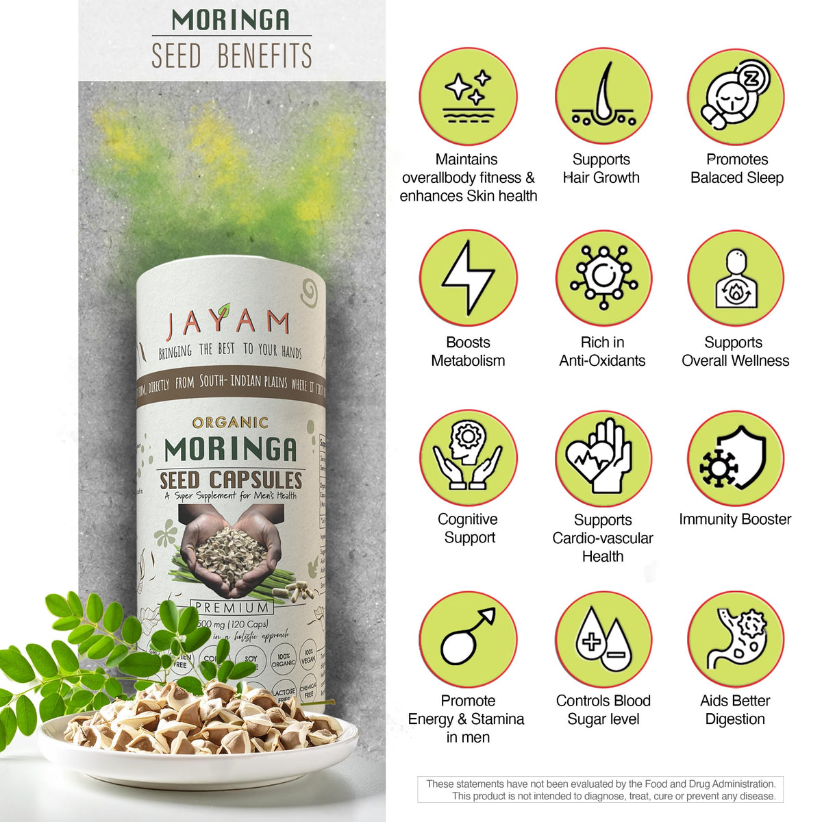 Organic Moringa Seed Capsules 120 Capsules S6740