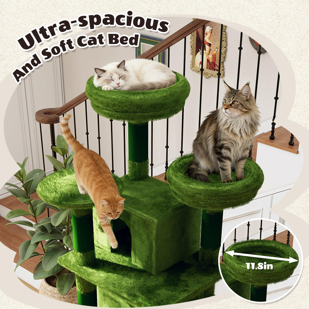 70.87'' Cat Tree Tower with Scratching Post and Hanging Hammock F622