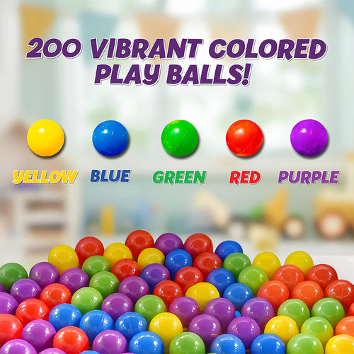 200 Premium Crush-Resistant Play Balls with Zippered Storage Bag E51998