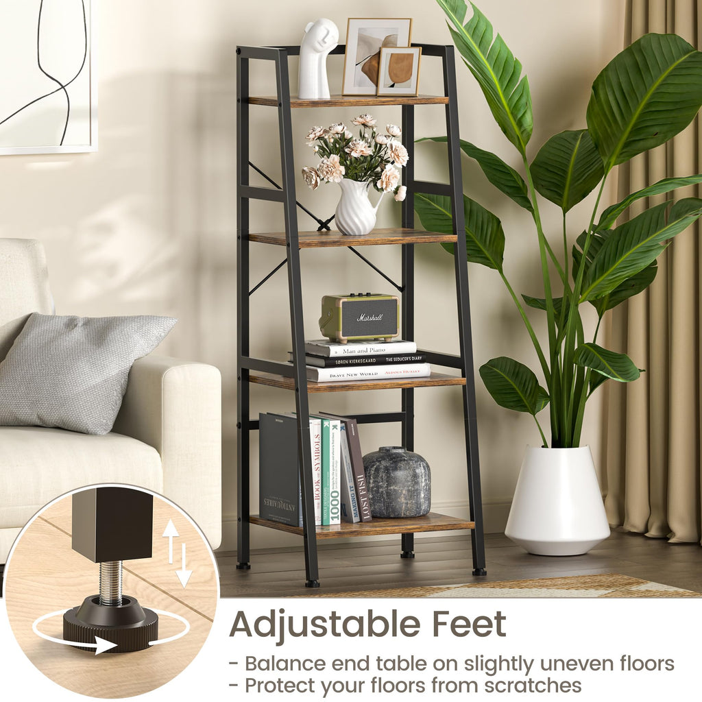 4-Tier Industrial Bookshelf with Steel Frame L80856