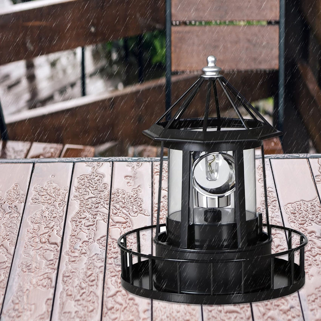 Black IP65 Waterproof Solar Rotating Lighthouse Light H438912
