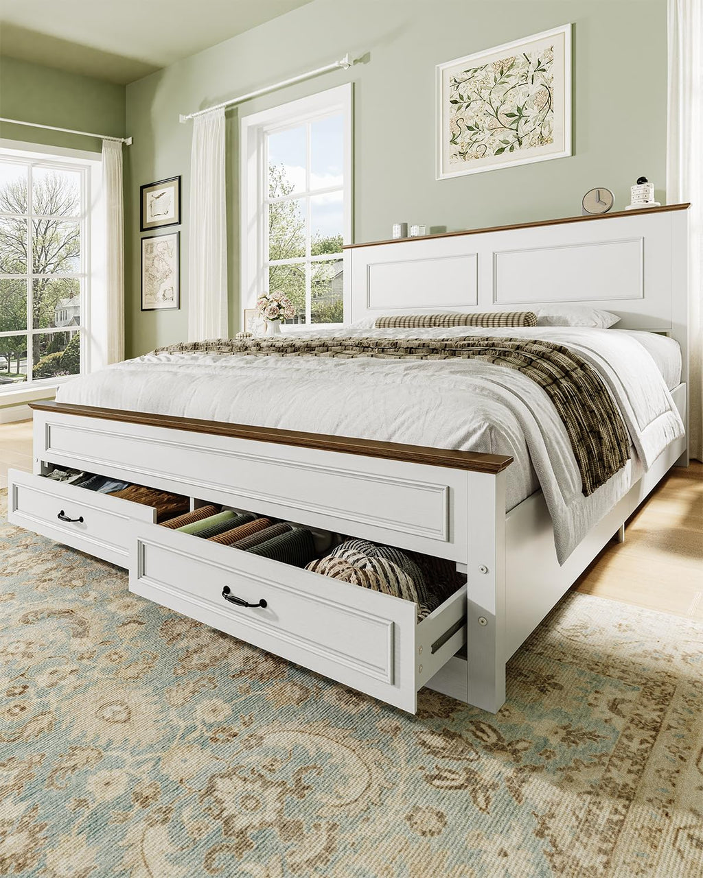 Full Size Platform Bed Frame with Headboard Y8619