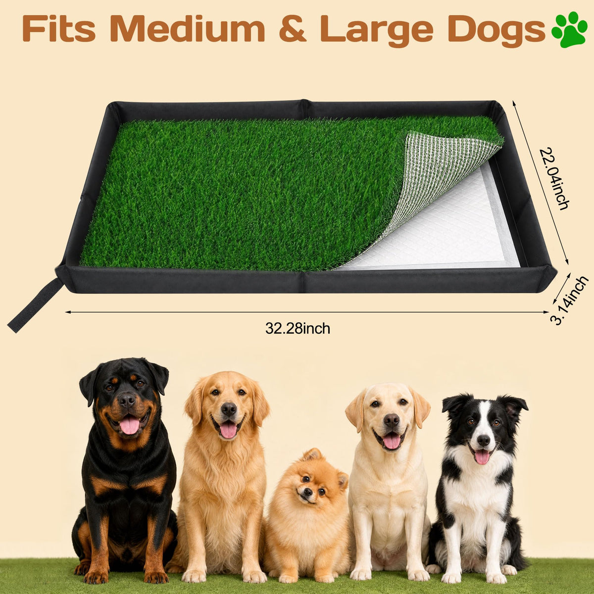 Dog Grass Pad with Tray 32"x22" with 8pc Pee Pads I709710