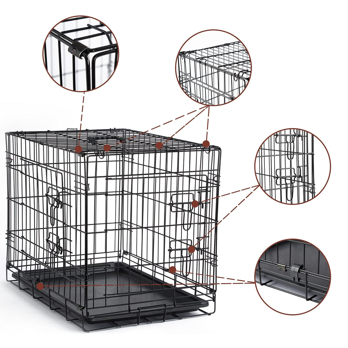 Brown Collapsible Metal Dog Crate L417