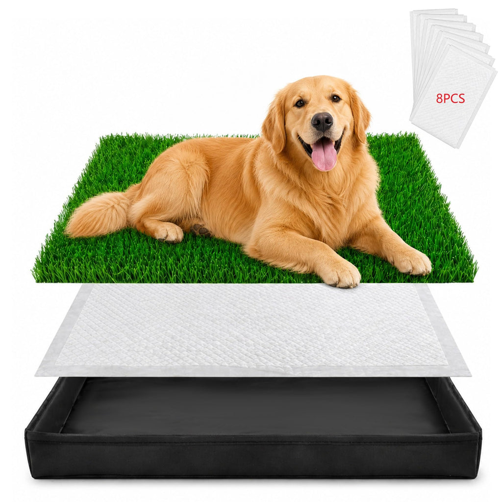 Dog Grass Pad with Tray 32"x22" with 8pc Pee Pads I709710