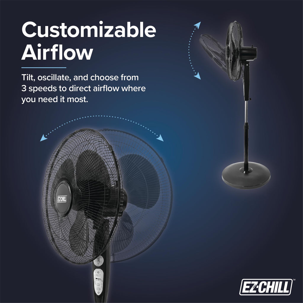 18" Oscillating Pedestal Fan with Remote Control, 3 Speed, Adjustable Height & Tilt M9781