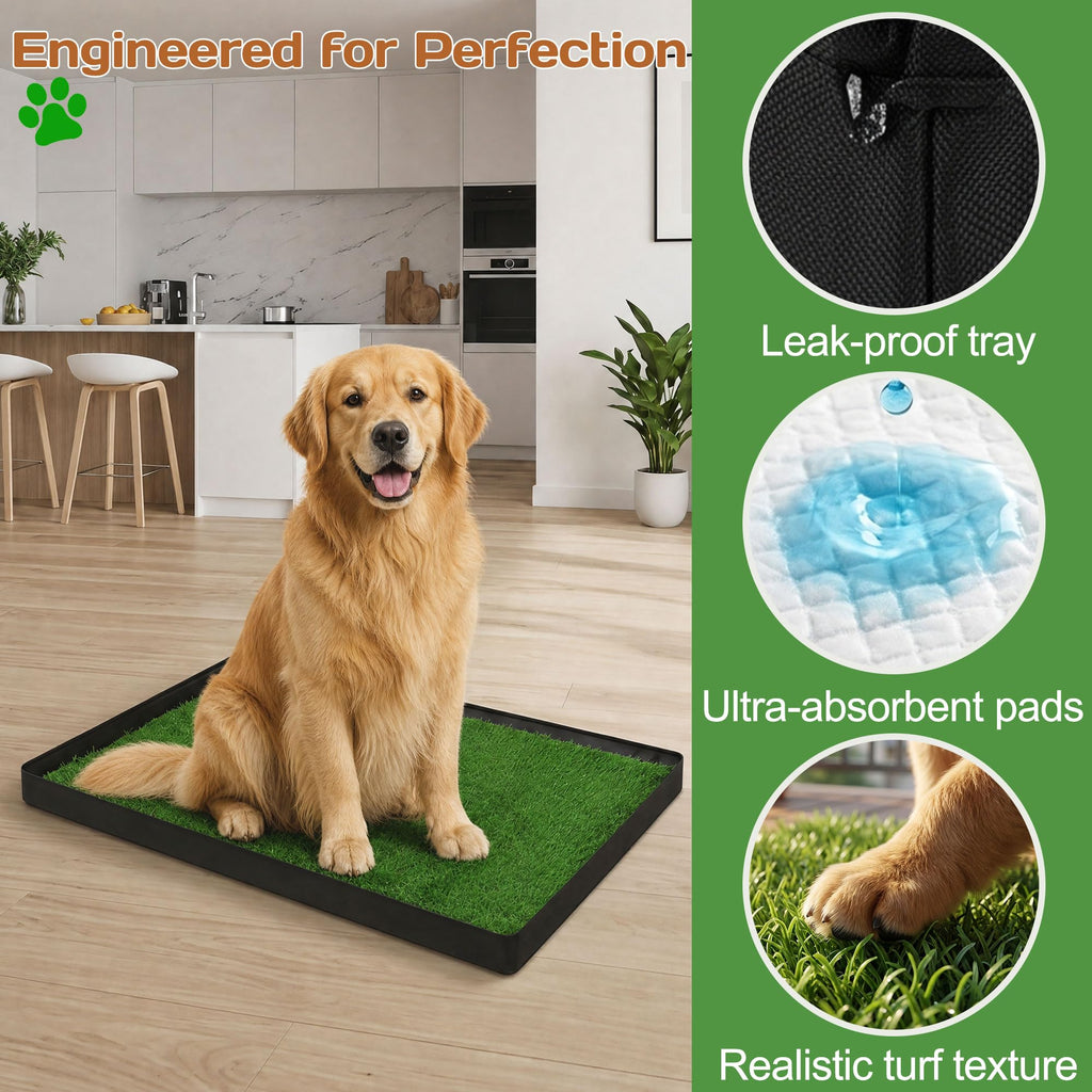 Dog Grass Pad with Tray 32"x22" with 8pc Pee Pads I709710
