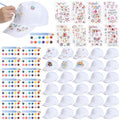 30 Pcs White Blank Adjustable Baseball Caps with Acrylic Paint Brushes K6253