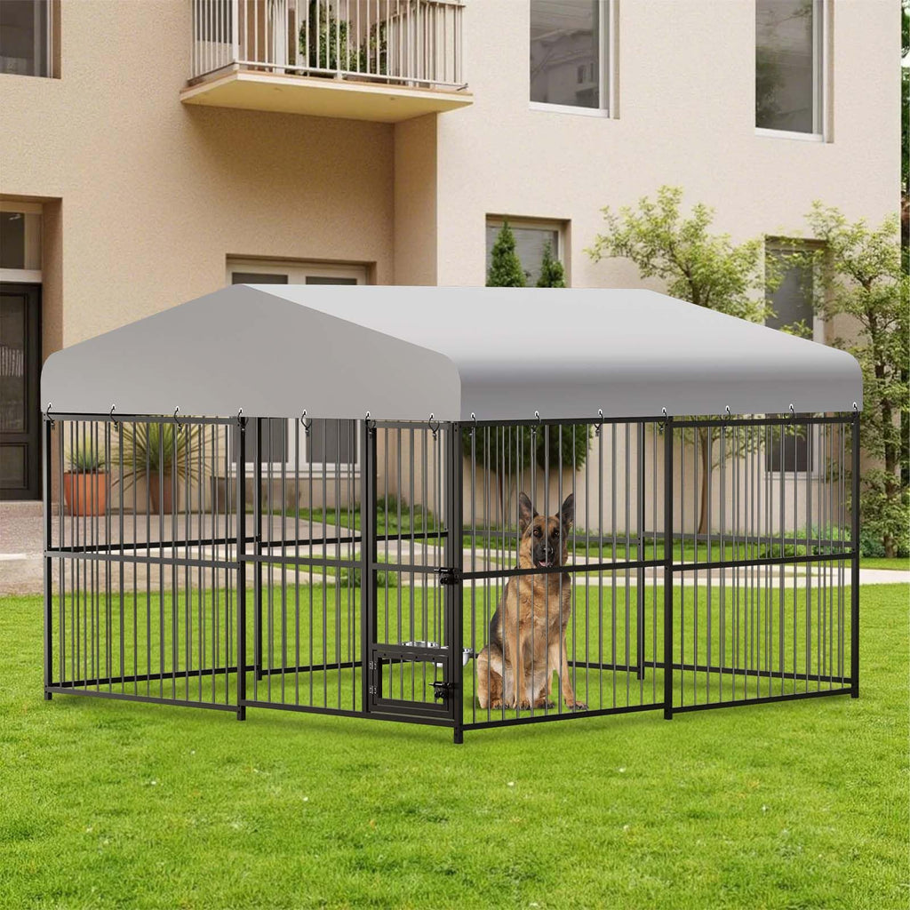 10x10x6 ft Heavy-Duty Outdoor Dog Kennel with Roof F81648
