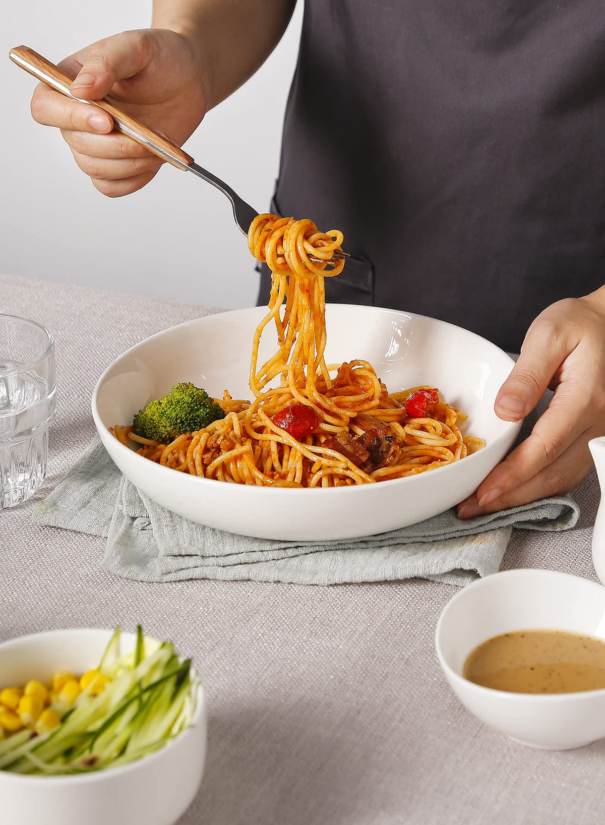 White Pasta Bowls Set of 4 and Jumbo Mugs Set of 4 A718999