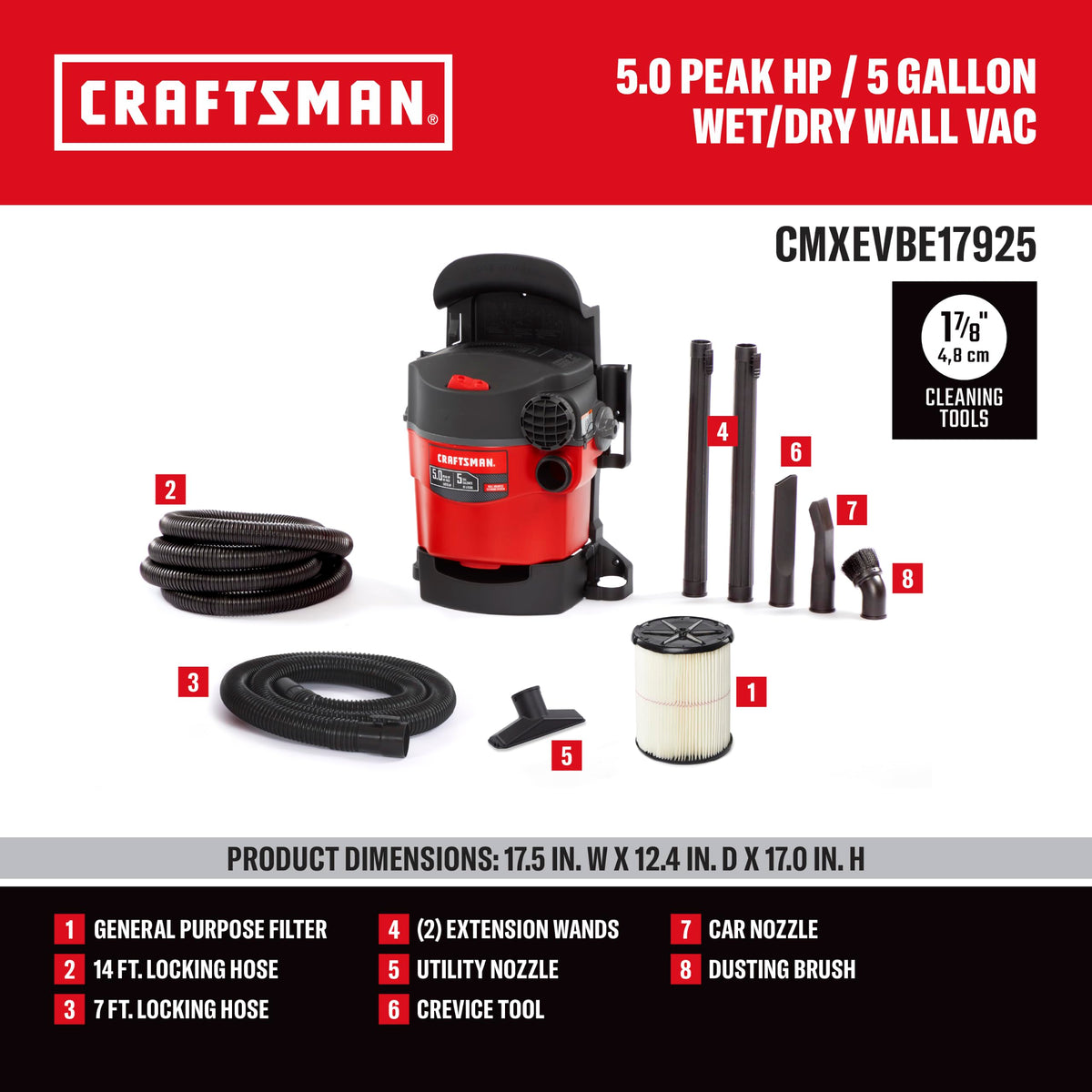 5 Gallon Wet Dry Shop Vacuum J5964