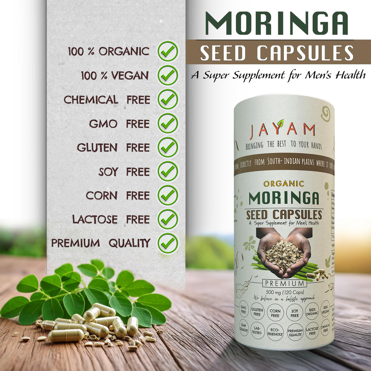 Organic Moringa Seed Capsules 120 Capsules S6740