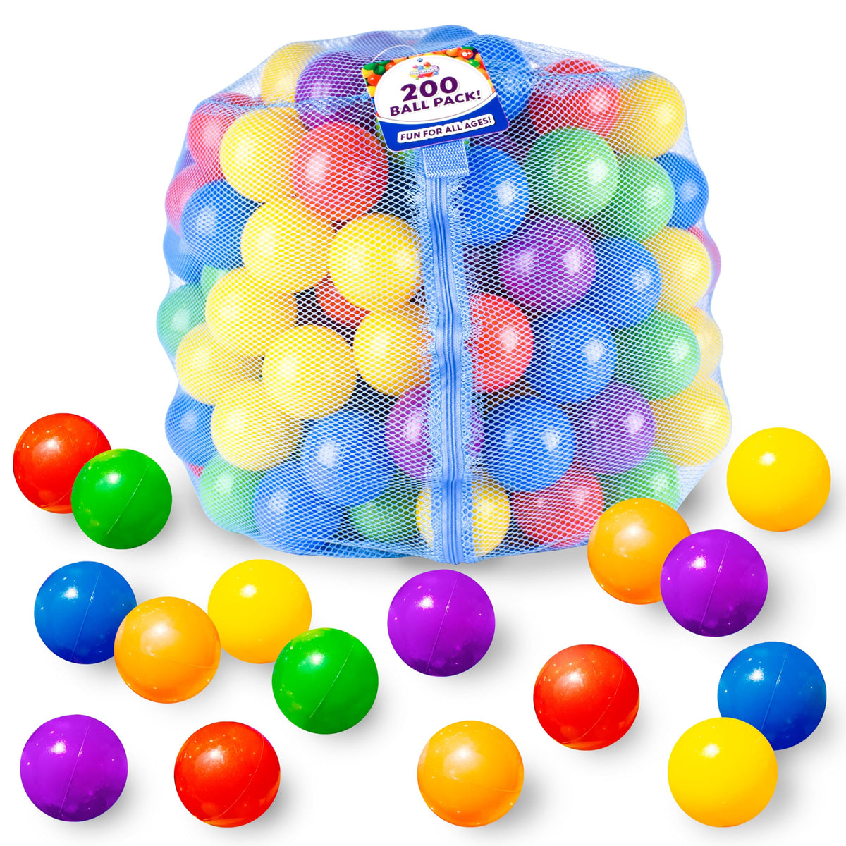 200 Premium Crush-Resistant Play Balls with Zippered Storage Bag E51998