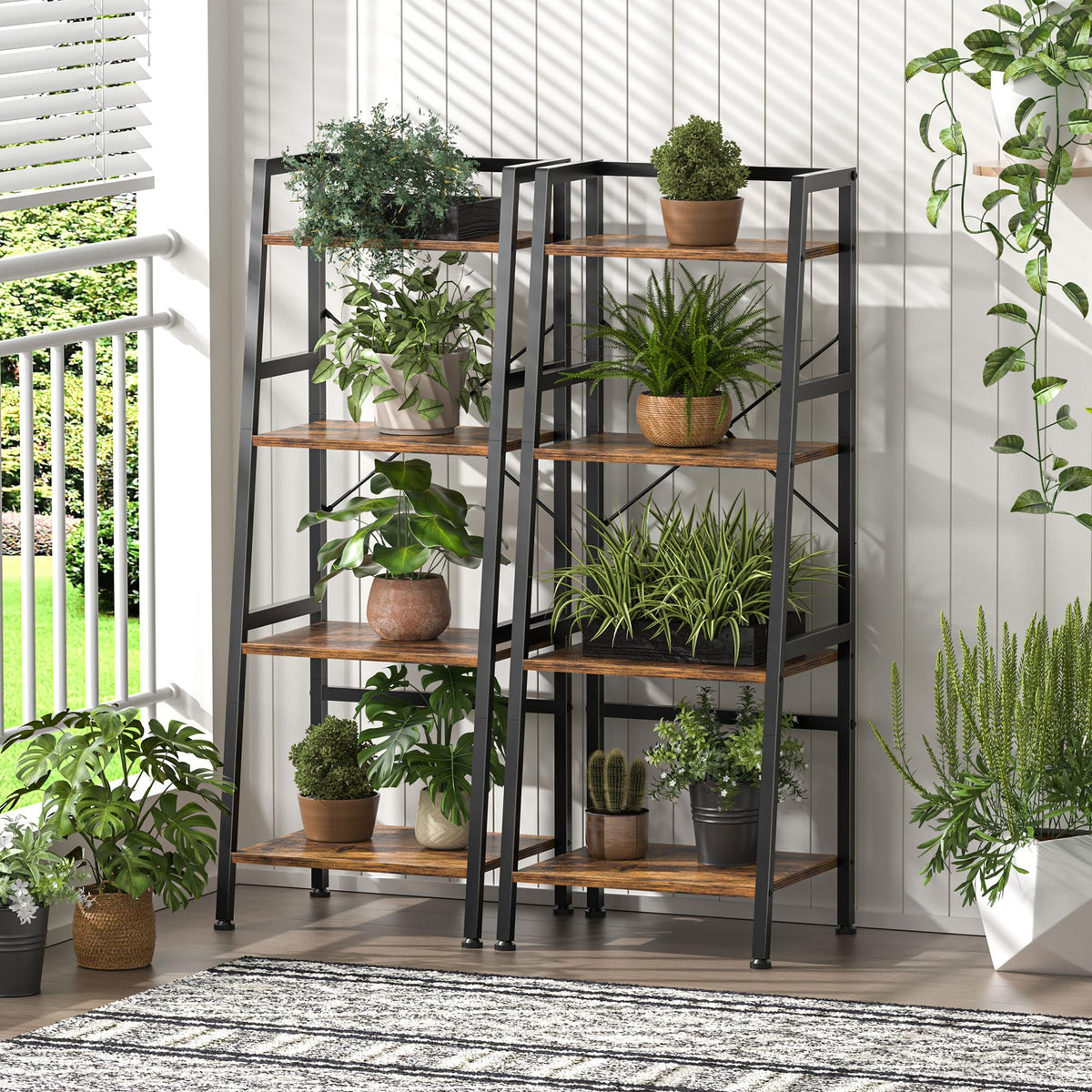 4-Tier Industrial Bookshelf with Steel Frame L80856