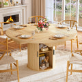 47.2" Round Wood Dining Table with 4 Drawers G94216